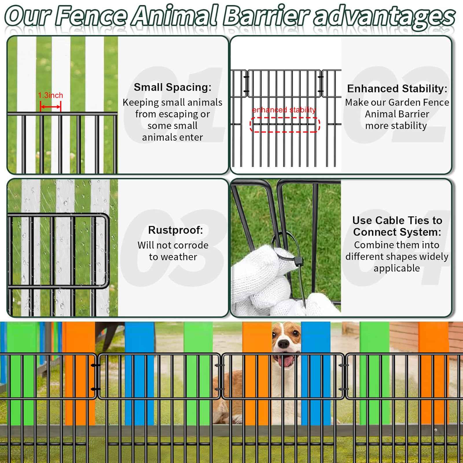 Lot De 25 Clôtures De Jardin Pour Animaux, 8,2 M (L) X 43,2