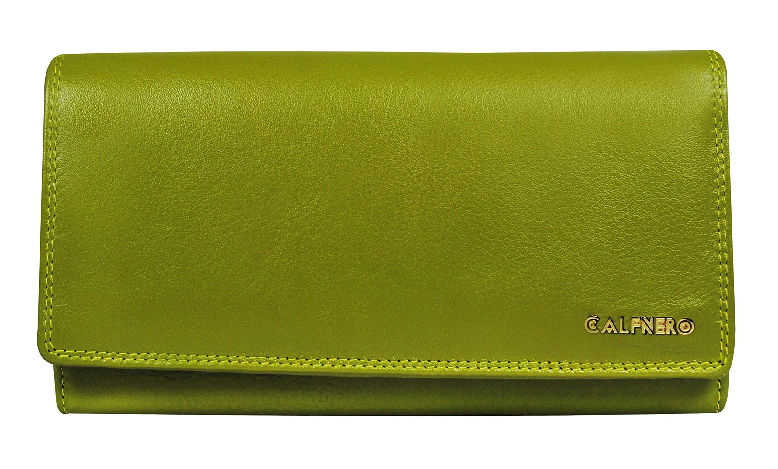 CalfneroWomen's Genuine Leather wallet-Long Purse Wallet with Multiple Card Slots, Zip Pocket and Note Compartment