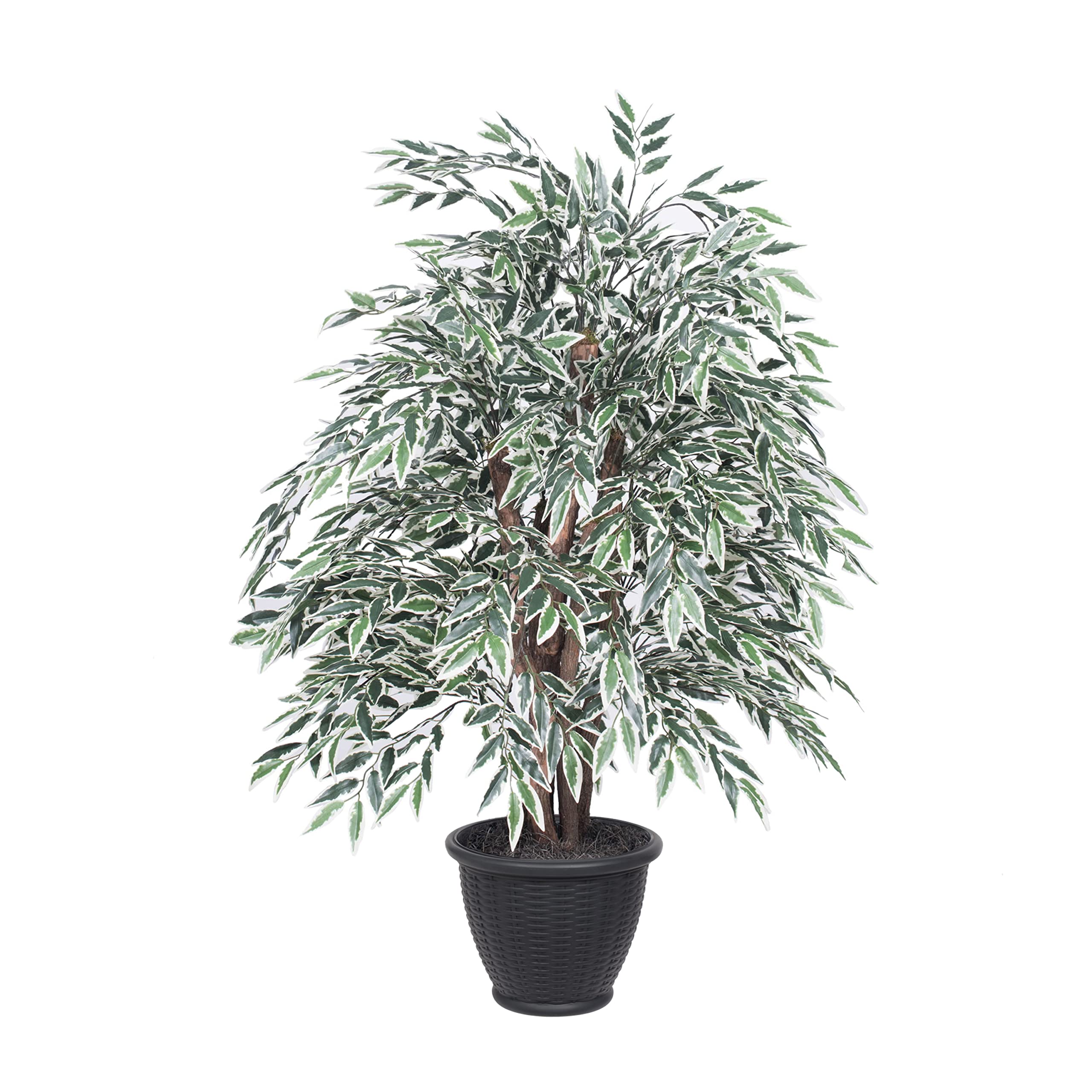 Vickerman 4' Artificial Variegated Smilax Extra Full Bush, Gray Plastic Container.