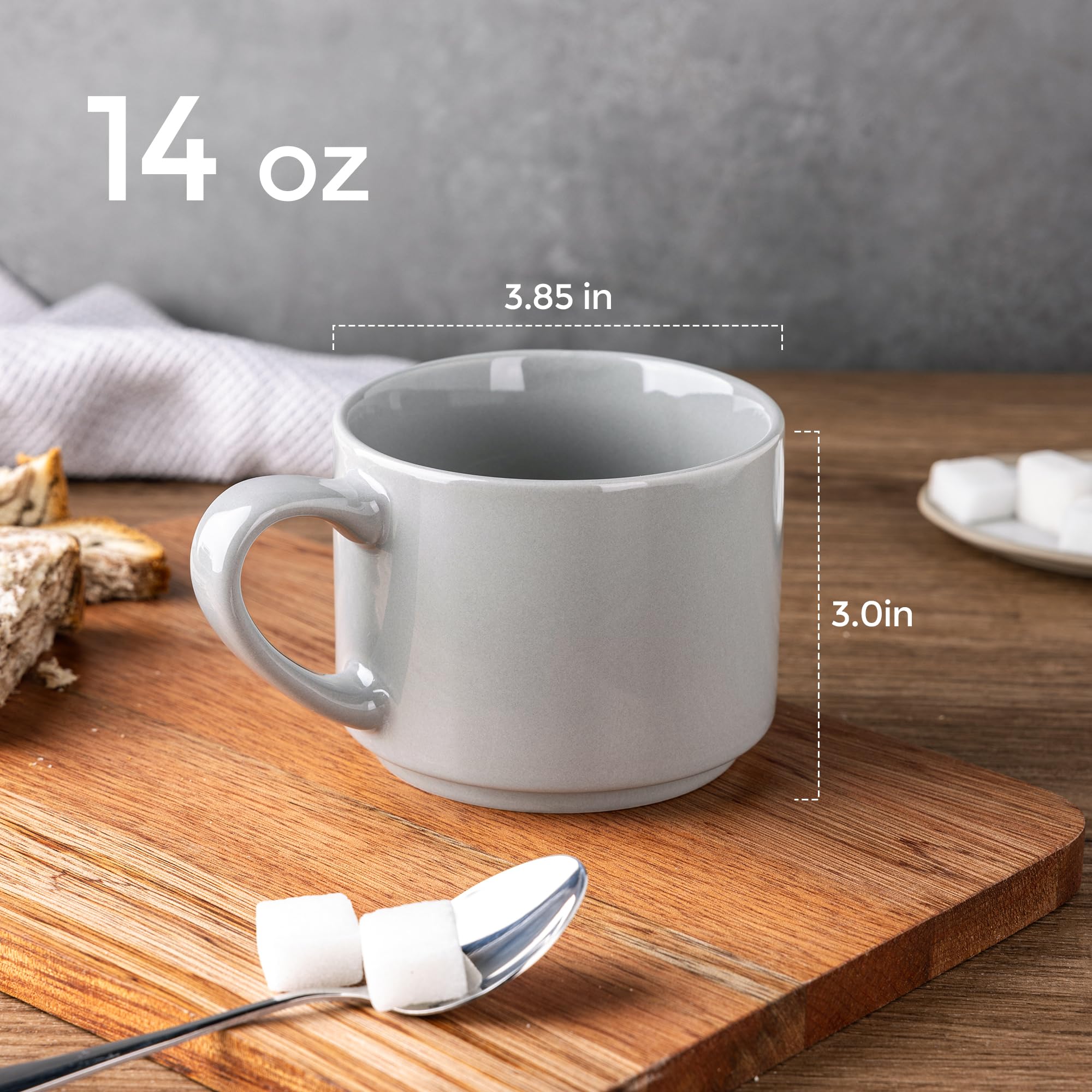 GBHOME Lot De 6 Tasses à Café En Céramique Faites à La Main Pour Latte, Thé, Bière, Cacao Chaud, 355 Ml, Passent Au Lave-vaisselle Et Au Micro-ondes