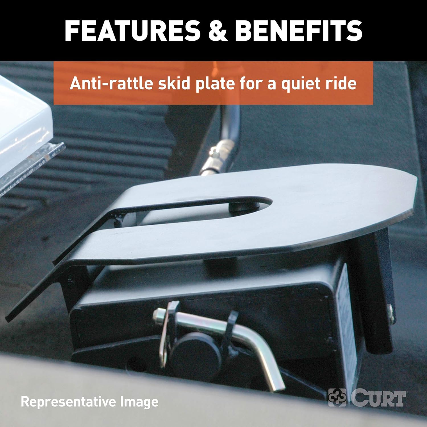 Anti-rattle skid plate on CURT 5th wheel hitch