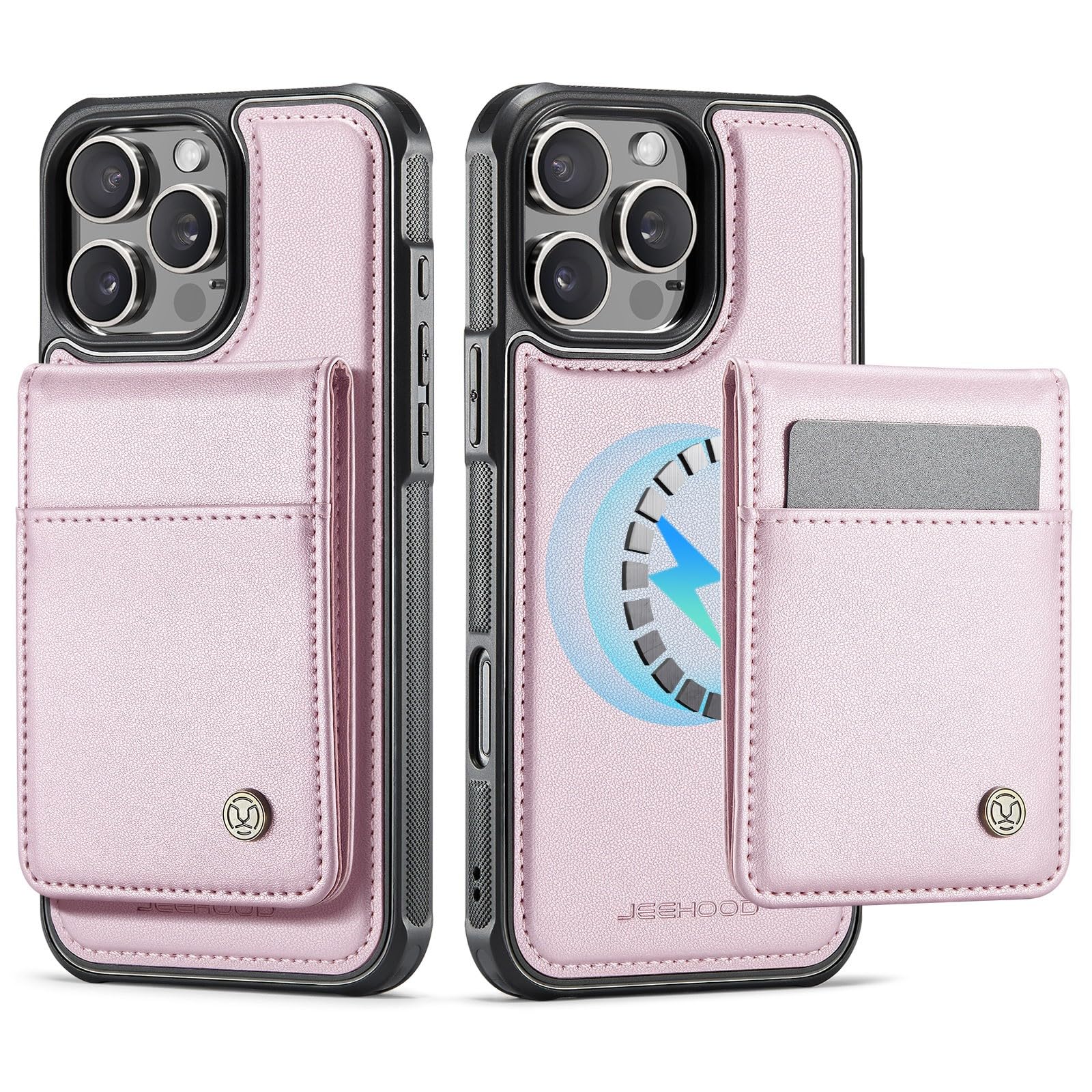 Étui compatible avec iPhone 11 clapet magnétique or rose RFID - 8
