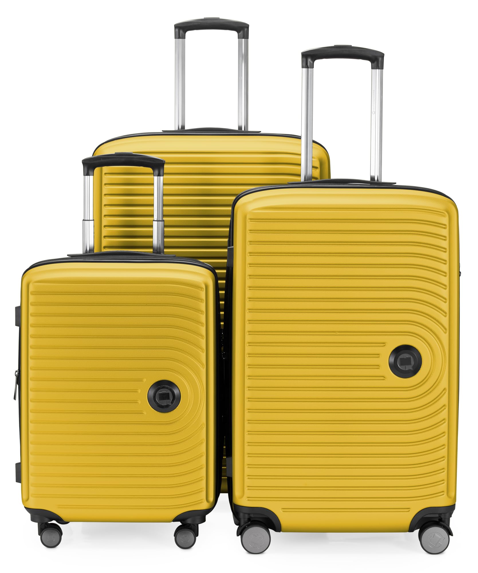 Hauptstadtkoffer Mitte - Set of 3 Suitcases - Hand Luggage Suitcase 55 cm, Medium Suitcase 68 cm + Large Travel Suitcase 77 cm, Hard Shell ABS, TSA, Yellow | ABS-Hartschale · TSA-Zahlenschloss · Erweiterbar · 4 Rollen · Austauschbare Ersatzteile · Gepäckset · S,M & L · Für Familien Yellow Set (S+M+L)