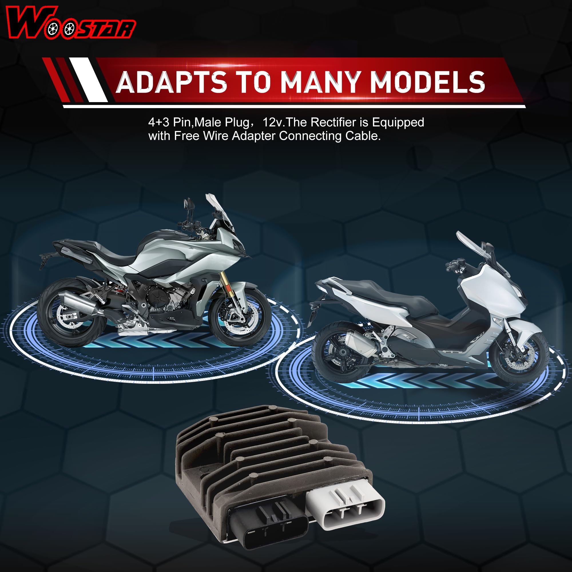 WOOSTAR 5 Draht Spannungsregler Gleichrichter Ersatz für 2010-2018 S1000RR 2014-2015 S1000XR 2011-2015 C600 Sport 2011-2015 C600GT 2011-2017 C650GT 2011-2014 HP4 OEM 12317718422