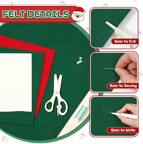 Miniatura 3 de Mixweer 3 Rolls Christmas Felt Fabric 72 x 36 Inches Felt Fabric,1.6 mm Christmas Thick Felt Soft Fabric Craft Felt Rolls for Christmas Decoration,