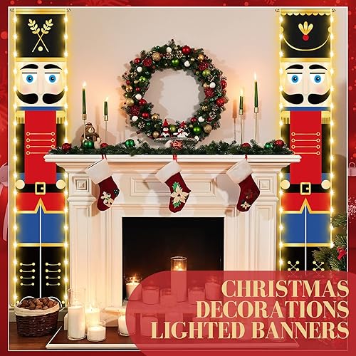 Miniatura 5 de Cascanueces decoraciones de Navidad, pancartas de cascanueces con cadena de luces LED, decoración de cascanueces de Navidad, modelo de soldado alto,