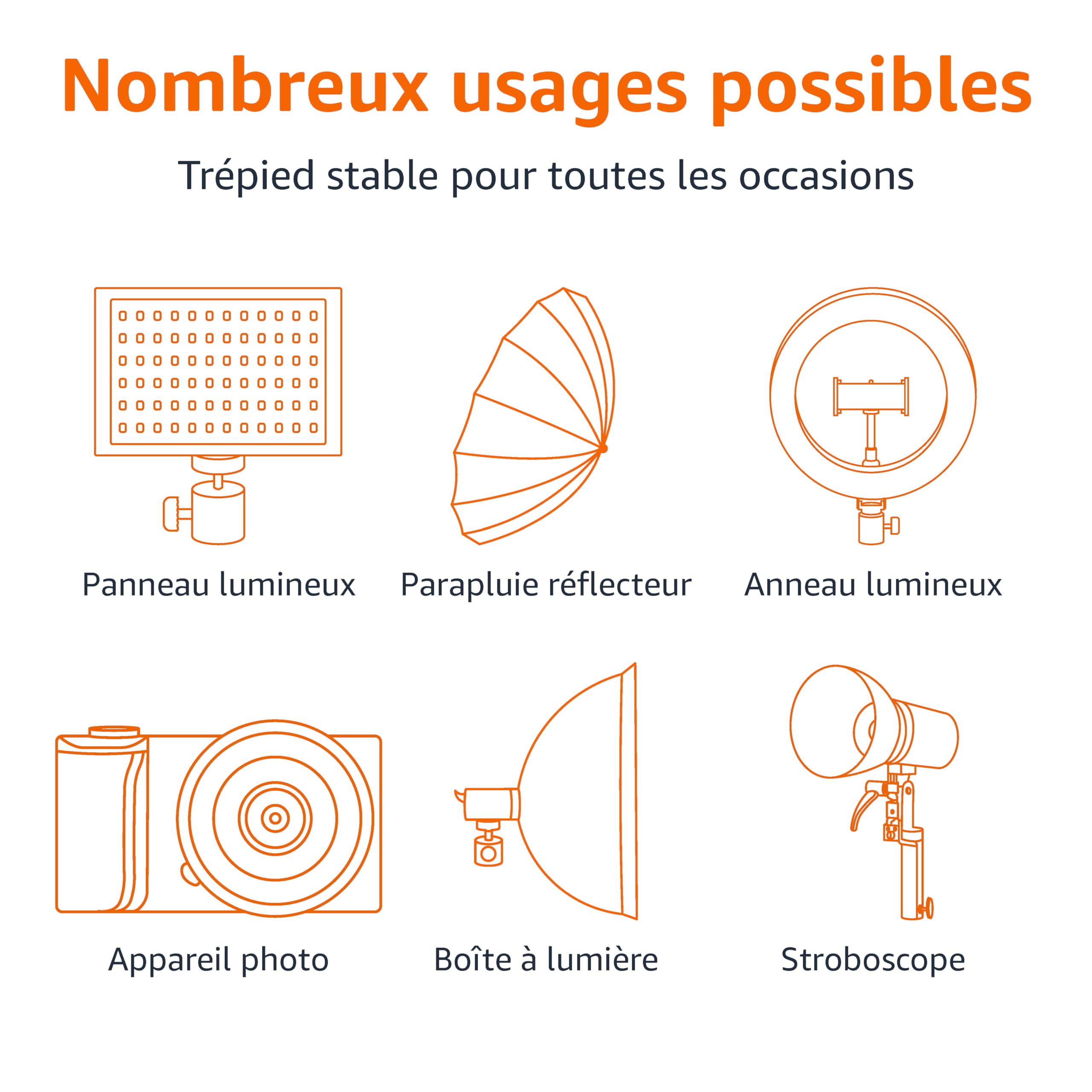 Amazon Basics 2x Support pour Éclairage en Aluminium de 2,04m avec Étui pour Studio et Photos en Extérieur, 821 g, Hauteur Réglable, Portable et Compact, Lot de 2 - Noir