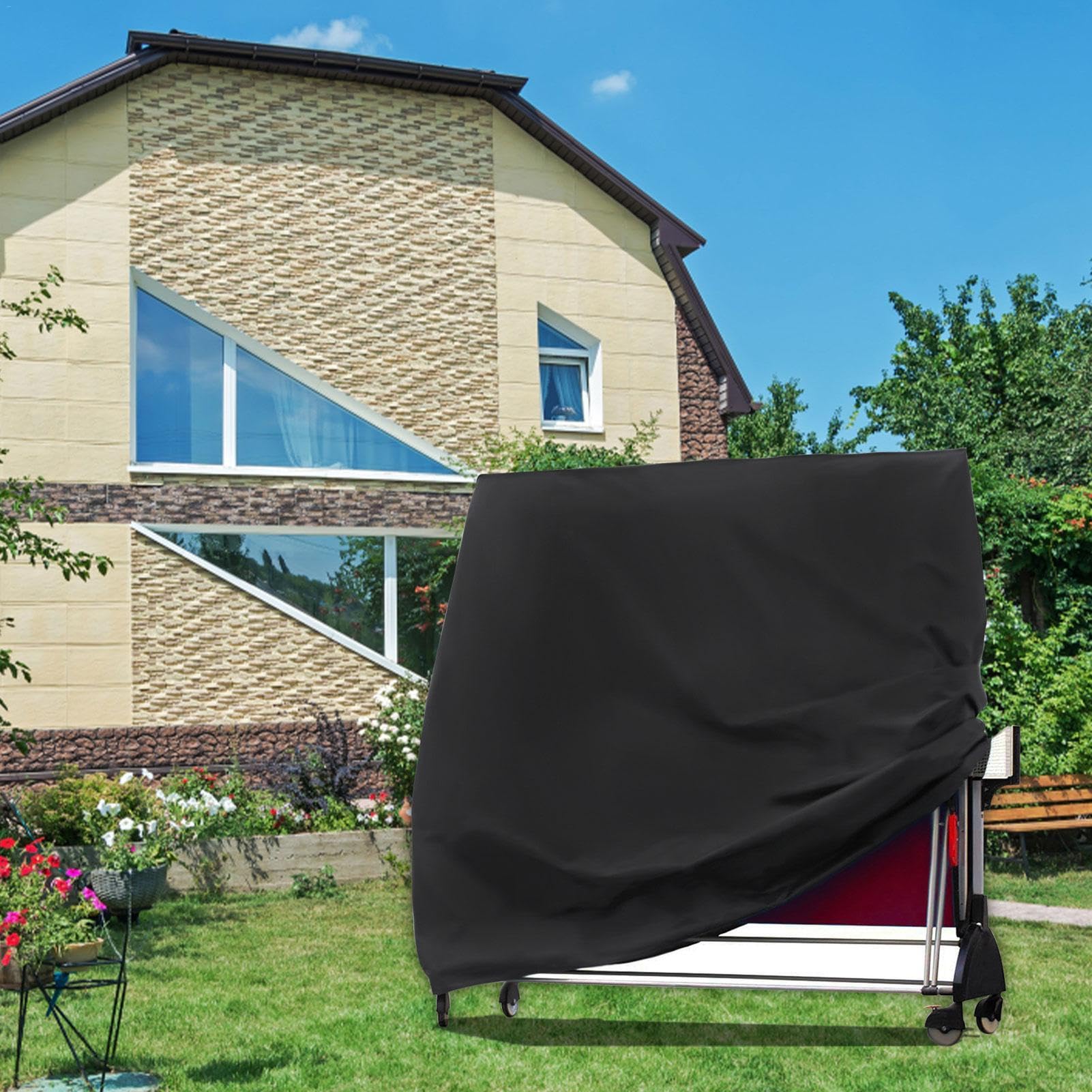 Protezione per tavolo da pong, protezione per tavolo da pong da interni, 160 x 70 x 180 cm, impermeabile, anti-UV, antivento, design con coulisse per i giorni di pioggia | 160 x 70 x 180 cm, impermeabile, anti-UV, antivento, design con coulisse per i gior