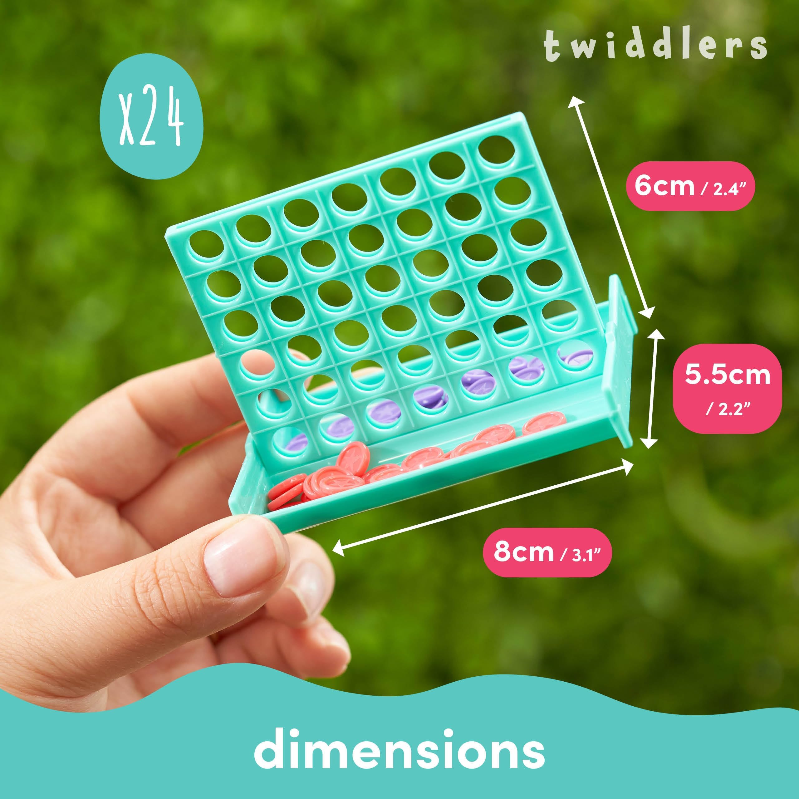 THE TWIDDLERS Pack 24 Mini Juegos de Mesa Alinear 4 Fichas 8cm - Detalles Cumpleaños Invitados Niños Colegio, Regalos Comunión, Bolsas Sorpresa, Piñatas, Juegos de Viaje 3 a 12 Años