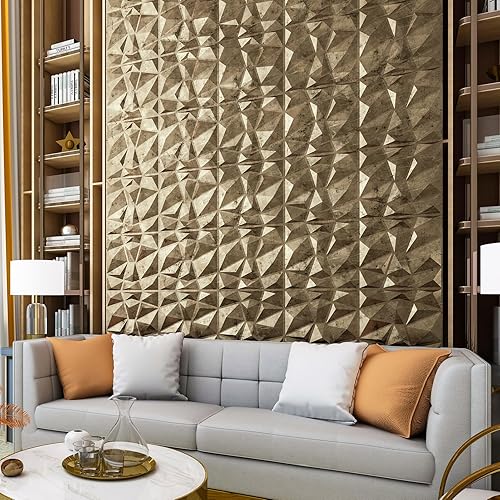Miniatura 3 de Art3d Textures A10038AC - Paneles de pared 3D con diseño de diamante de cobre antiguo para decoración de pared interior, paquete de 12 azulejos de