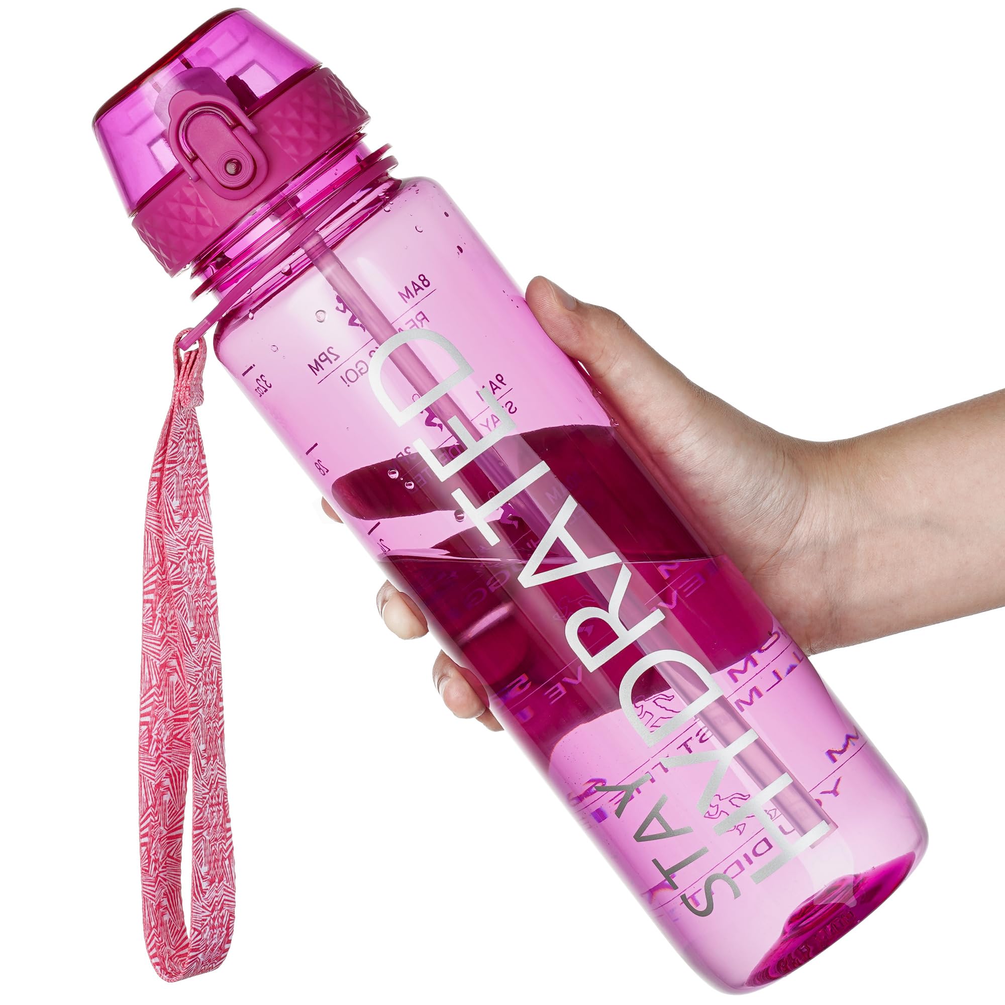OLDLEY 1L Sports Water Bottle with Straw, Tritan 1 Litre Motivational Drink Bottle