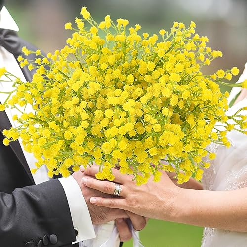 Miniatura 3 de N&T NIETING - Ramo de 10 flores artificiales de aliento de bebé, gypsophila falsa, toque real, arreglo de flores de seda para bodas, fiestas,