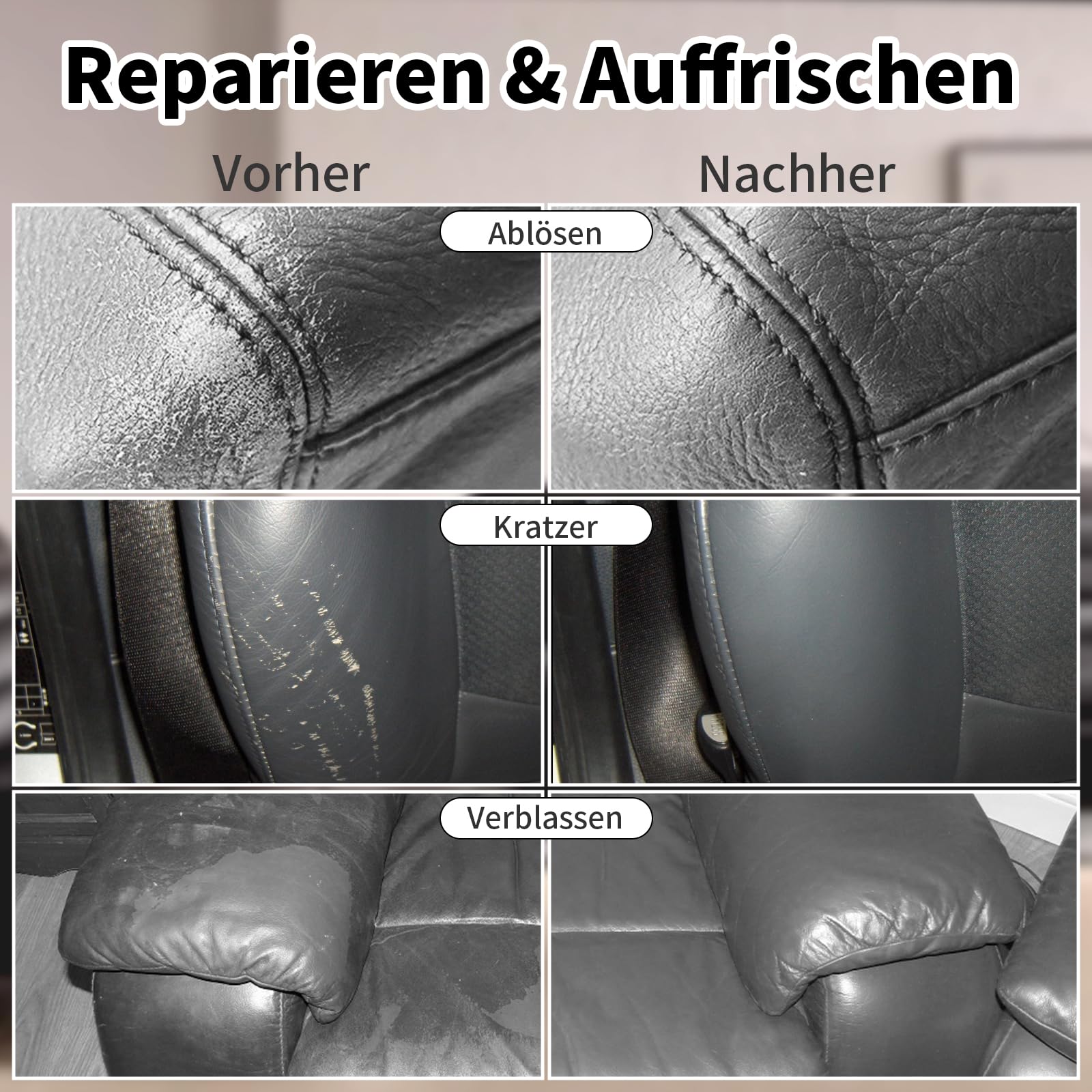 240g Lederpflege Auto,Leder Reparatur Set Dunkelgrau,Flüssigleder,Lederfarbe,Kunstleder Reparaturset zum Reparieren von Sofas,Vinylmöbeln,Autositz,Lederschuhen,Sattel bei Verblassen und Kratzern