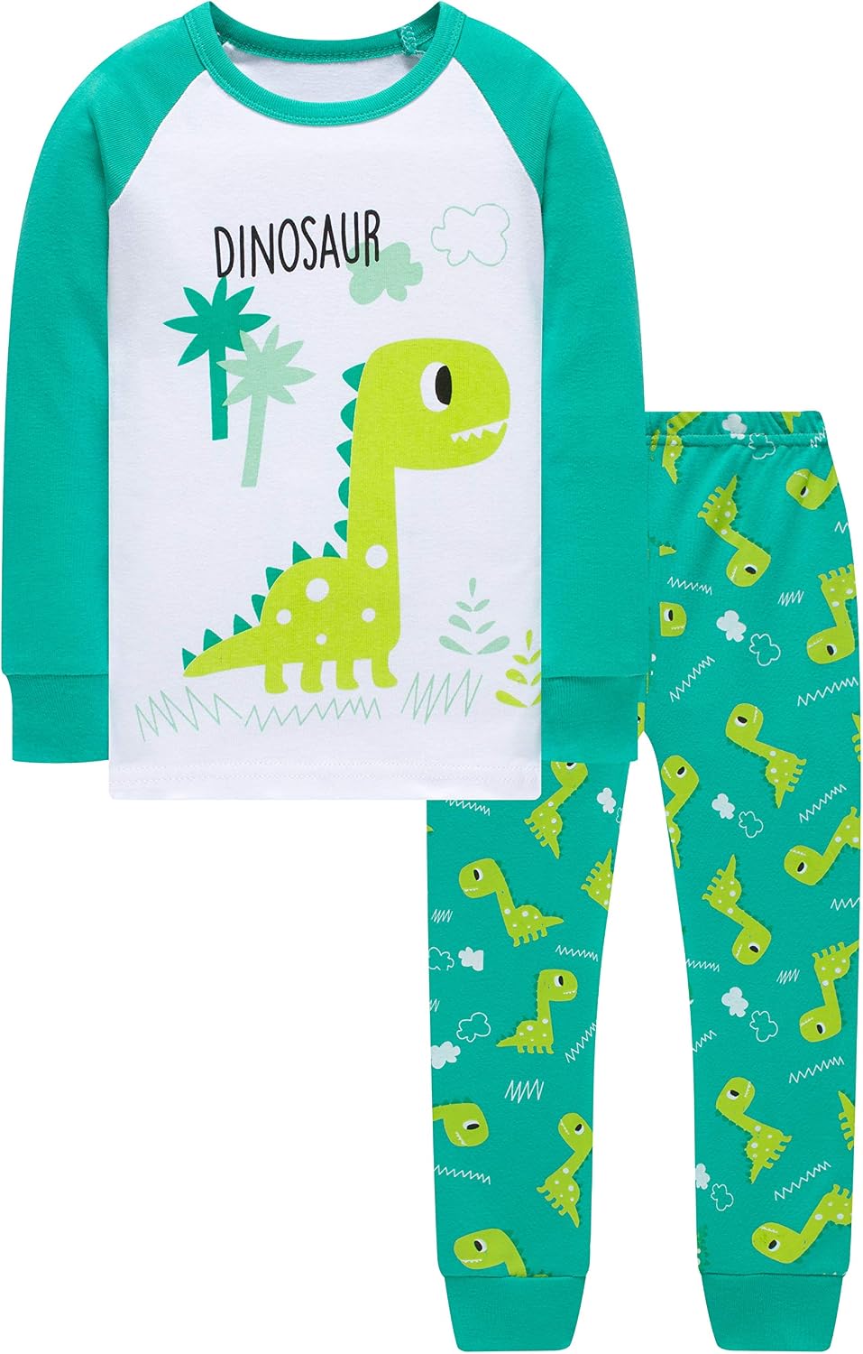 Boys Dinosaur Pajamas Glow In The Dark Pjs Toddler Sleepwear Children Cotton 2 PCs Clothes