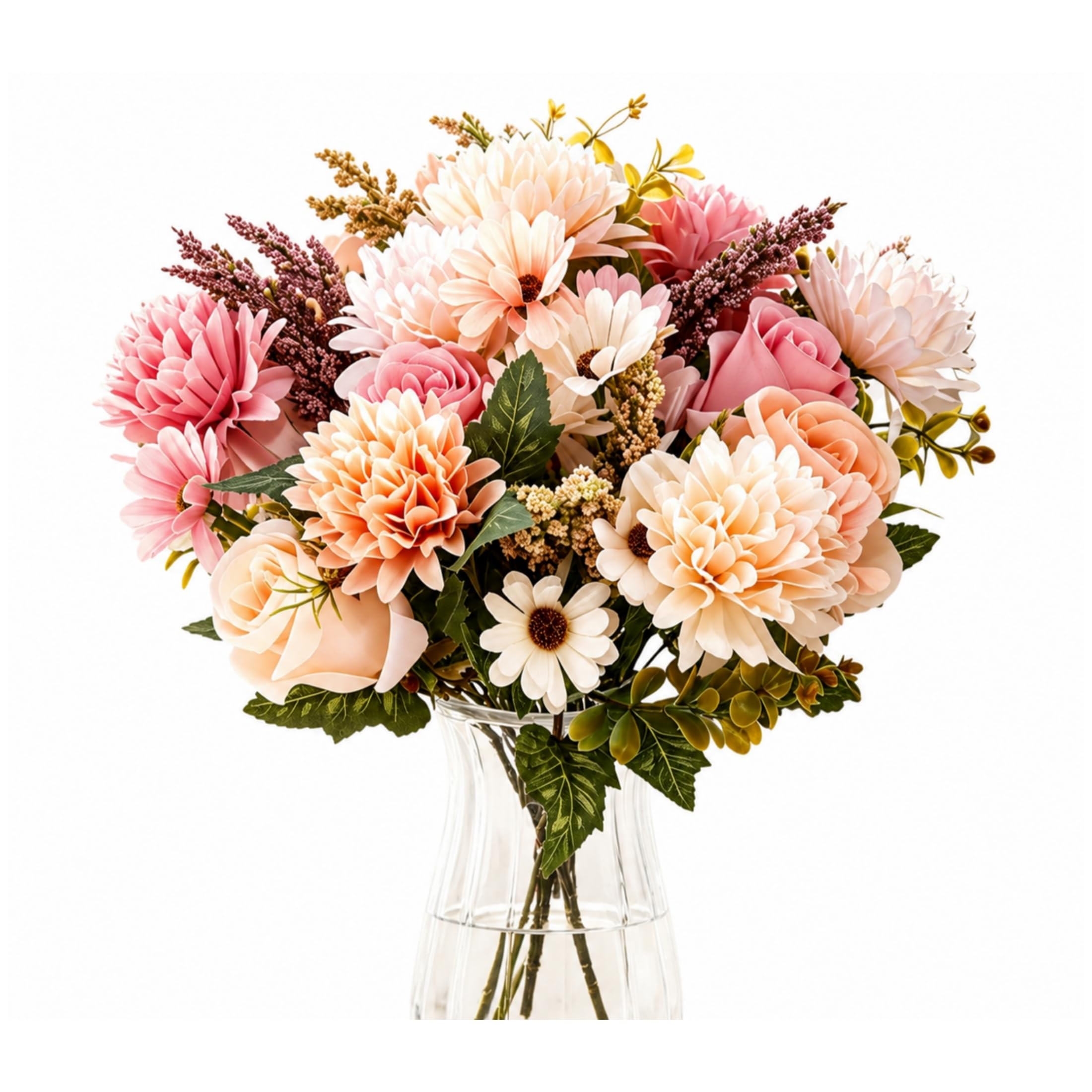 AOCGDDS 4PCS Artificial Flower Bouquet, Faux Silk Flowers Home Decor