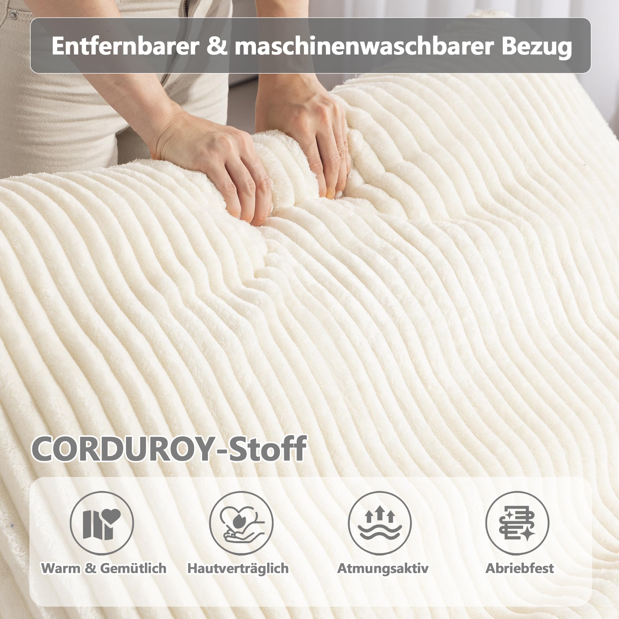 FUNECORP Großer Cord Sitzsack Sessel mit Holzrahmen | Bequemer Cloud Lounge Sessel für Erwachsene | Dekorativer Lesesessel für Wohnzimmer, Schlafzimmer, Lounge