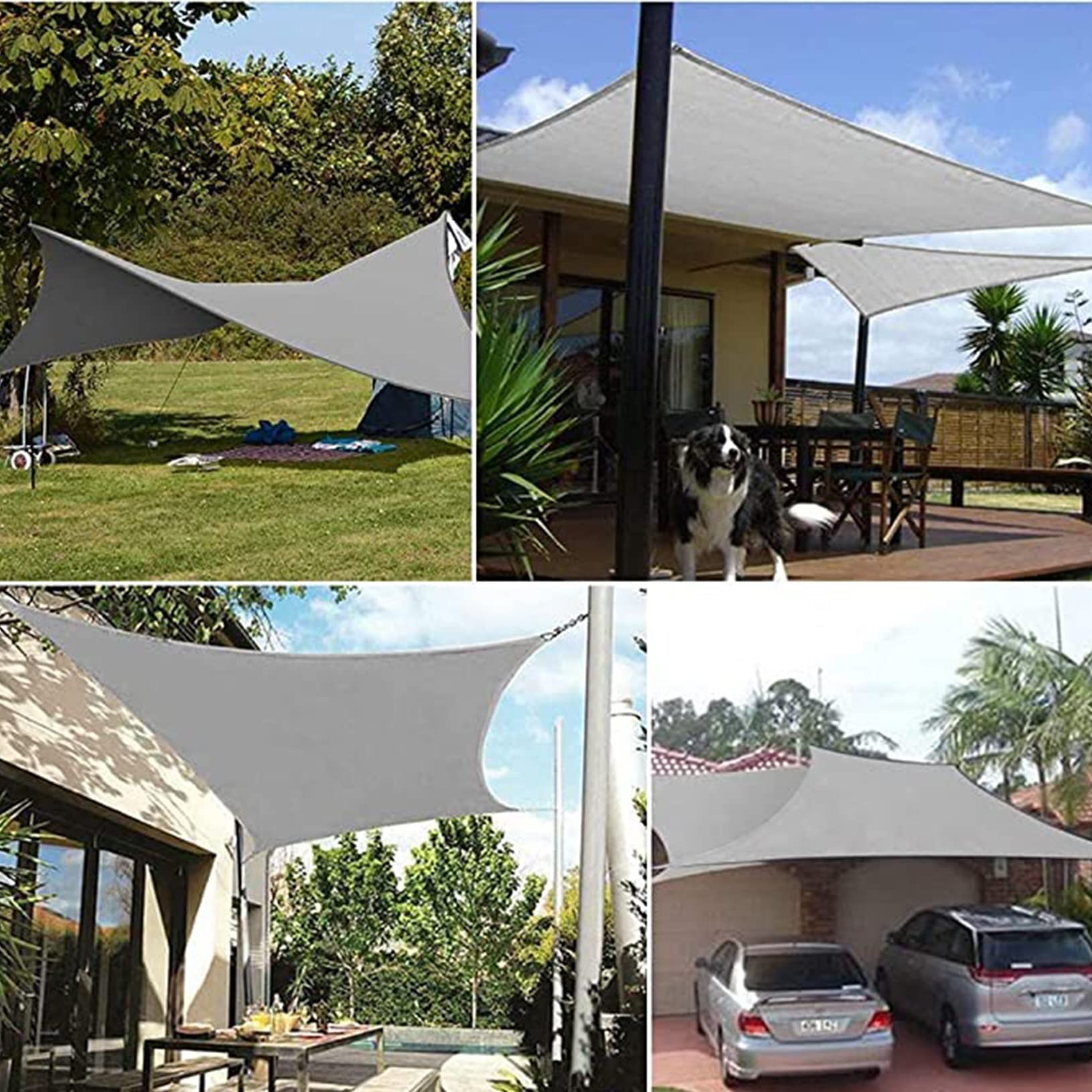 Amazon.de: Wasserfestes Sonnensegel, 6 x 6 m, rechteckig, 95 % UV-Schutz,  reifest, fr Garten, Hof, Strand, Pool, Terrasse, Balkon, Hellgrau,  inklusive gratis Seil