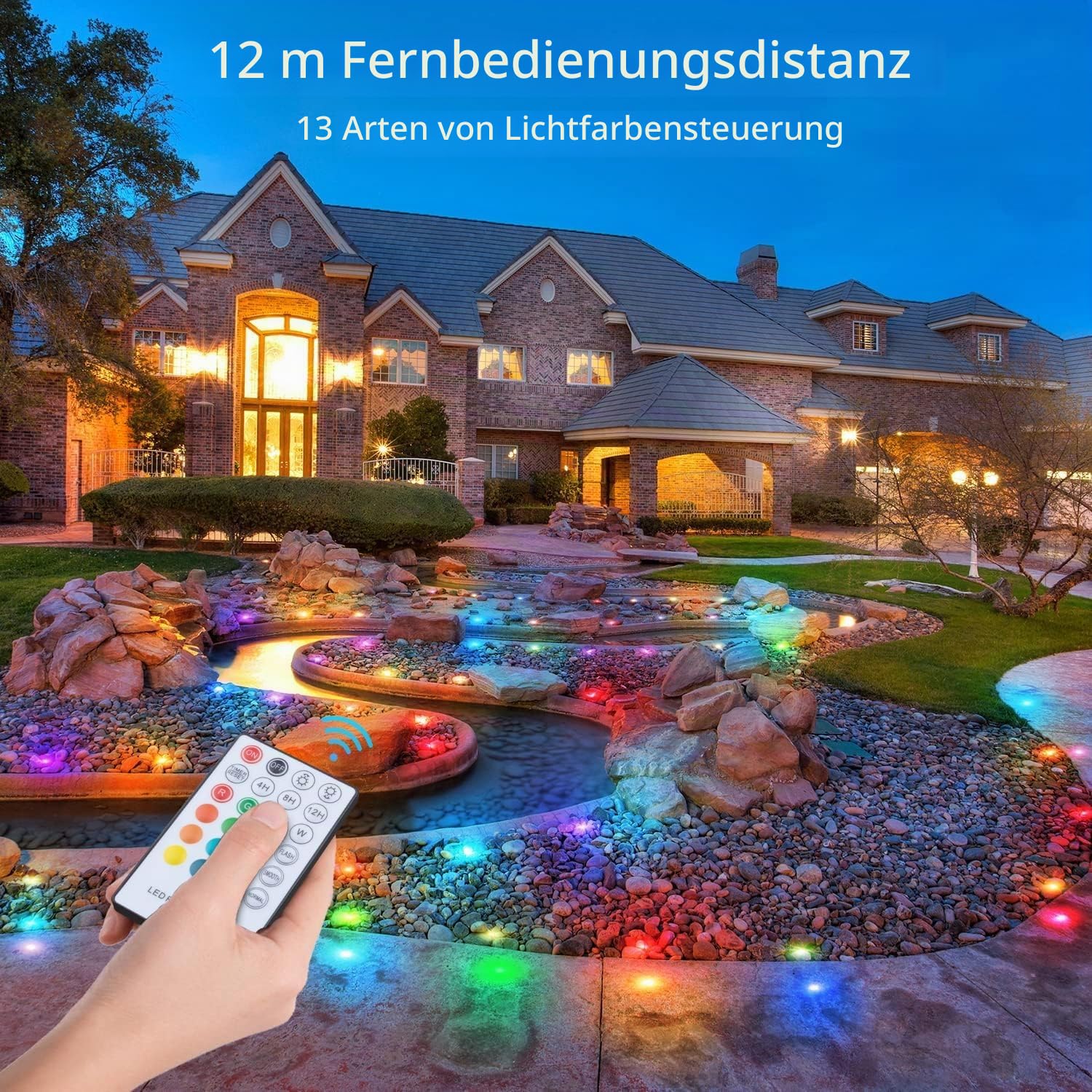 HIBOITEC 10er RGBW LED Bodeneinbauleuchten Aussen, IP67 Wasserdicht, 0,8W LED Einbaustrahler mit Fernbedienung Dimmbar, Terrassen Einbaustrahler Außen für Terrasse Garten Gehweg Treppen Full Kit
