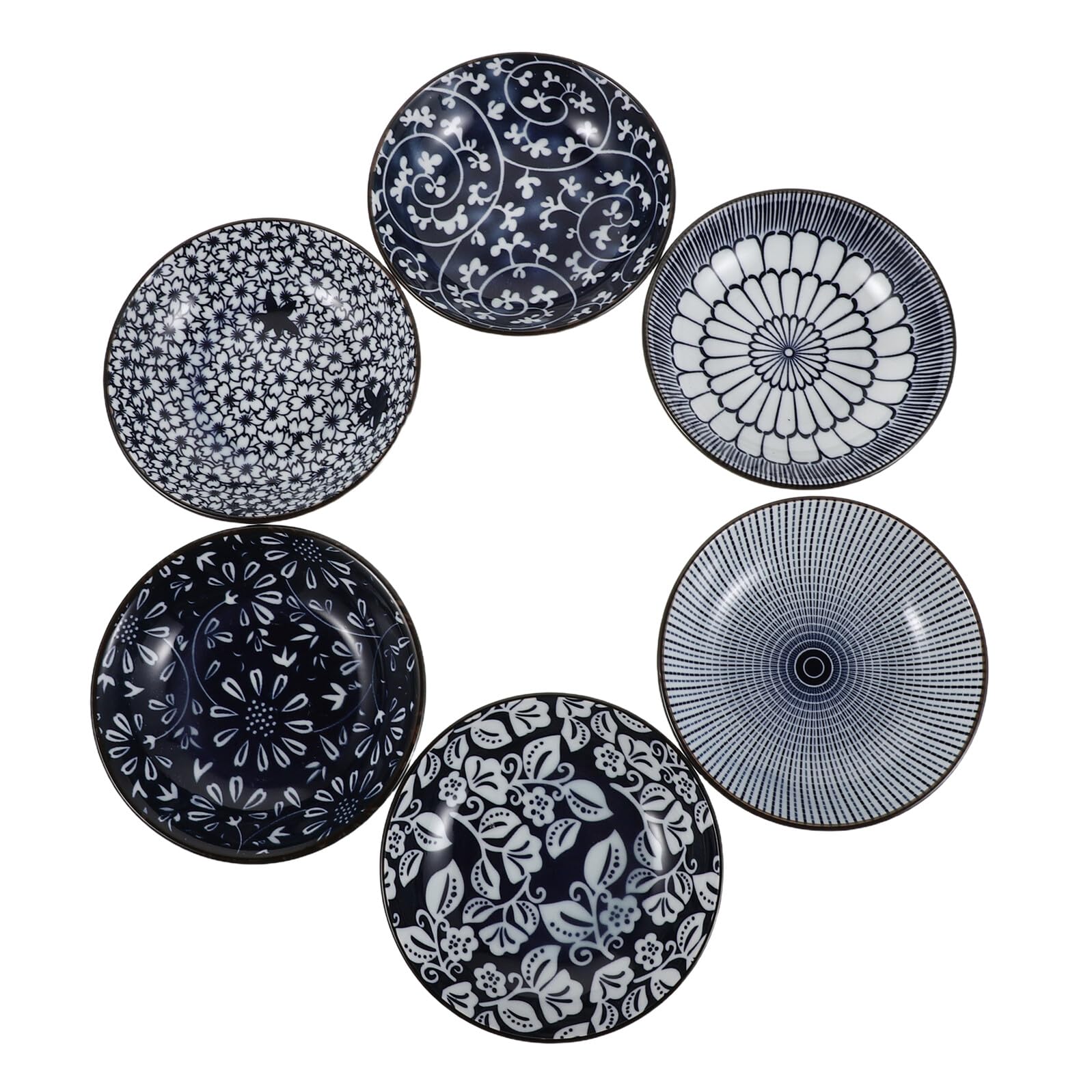 Assiette à Sauce en Céramique Ronde Japonaise, Lot de 6 Pièces