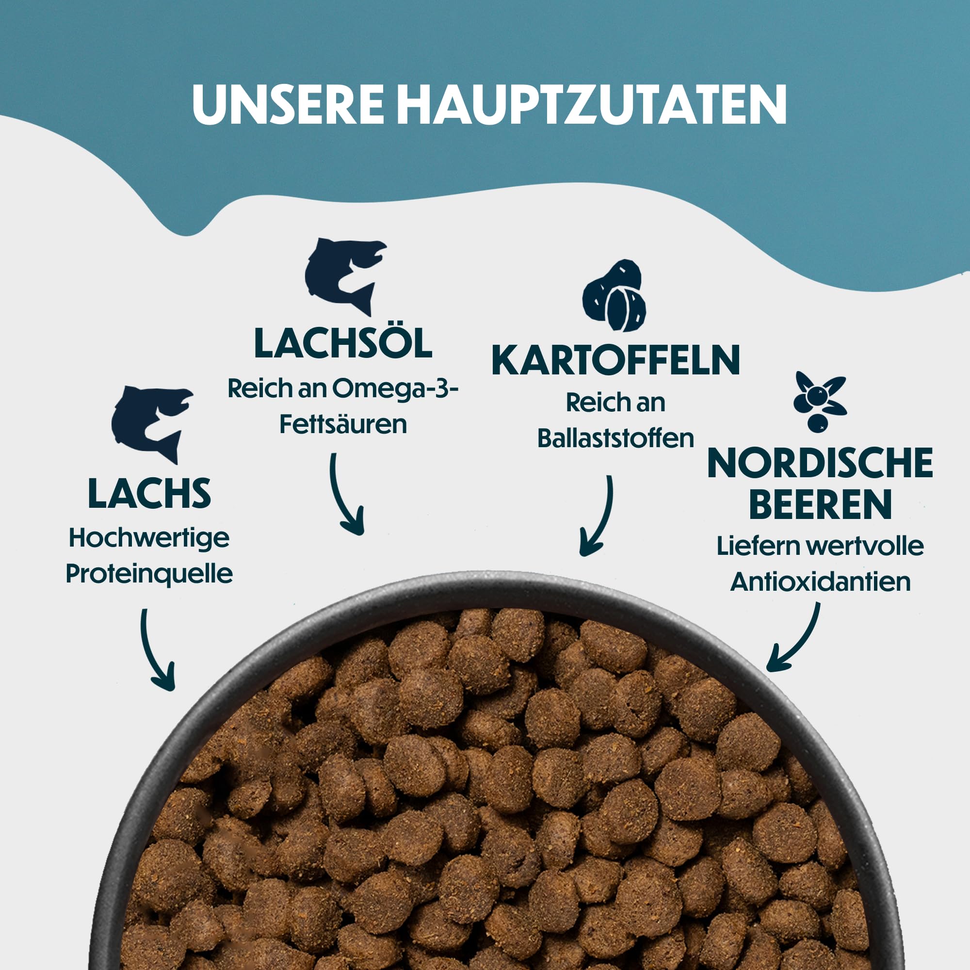 Trockenfutter mit Lachs & Kartoffel für Erwachsene Hunde, 10 kg | Mit Lachs, leicht verdaulich getreidefrei, für empfindliche Hunde, unterstützt Haut & Fell, nordische Beeren & Kräuter
