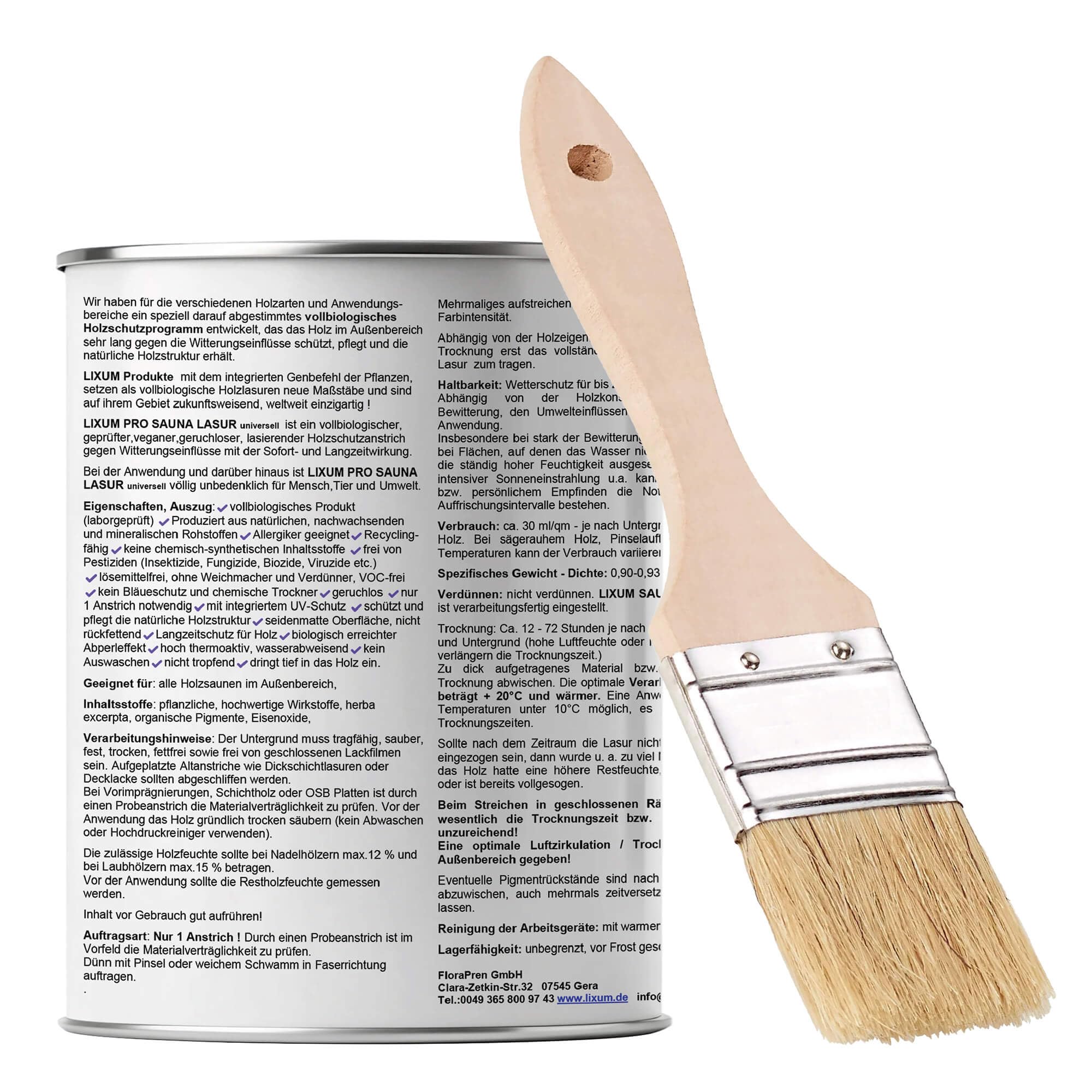 PRO 100% biologische & natürliche BIO Sauna & Fasssauna Holzlasur - Holzschutz & Holzpflege, Farbe: farblos 0.00, Inhalt:500 ml (ca.15m²)