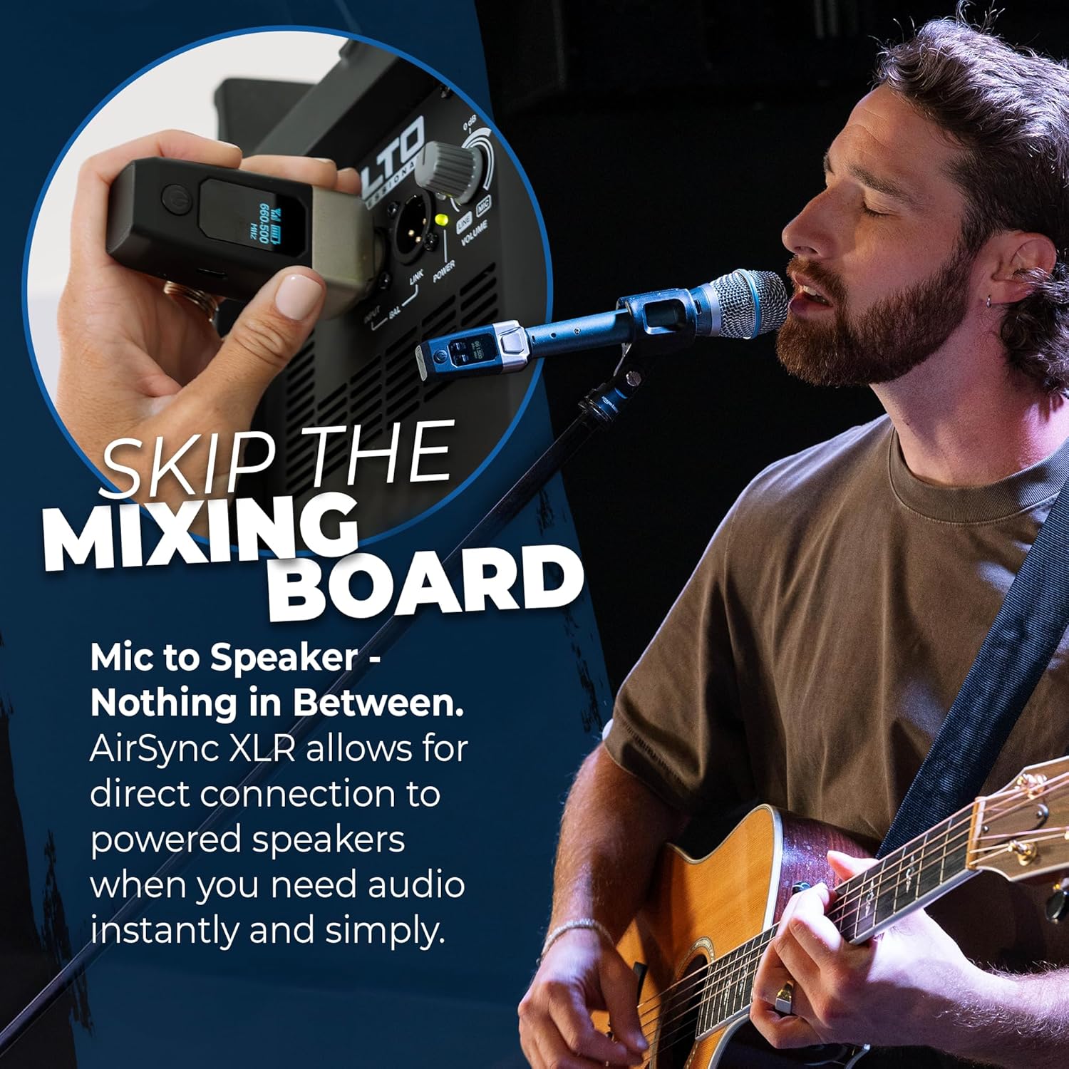 AirSync Wireless XLR Transmitter Receiver System- Dynamic & Condenser Microphones, 150ft Range, Triple Click Mute, 8Hr Battery, 13 Systems Simultaneously for Musicians Churches Events Live Performance - Image 7