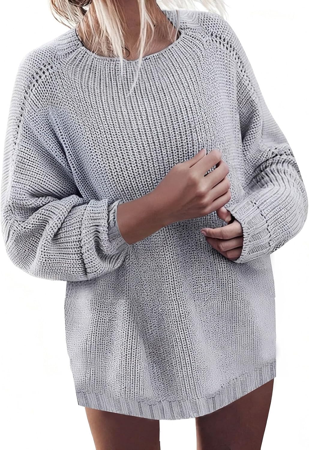 Womens Oversized Sweaters Batwing Sleeve Mock Neck Jumper Tops Chunky Knit Pullover Sweater Shirts