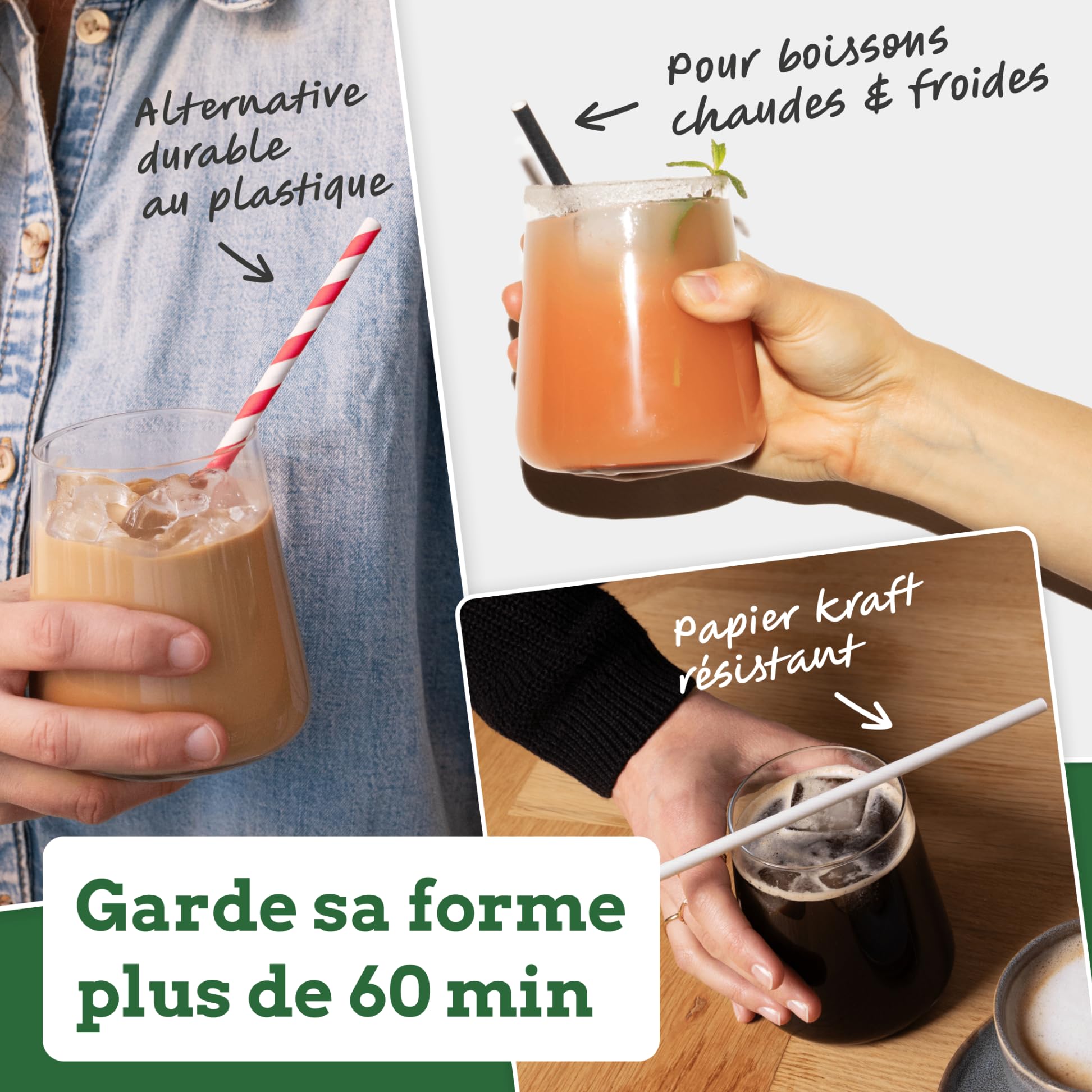 Wisefood® Paille Papier [20 cm Ø 6] Smoothie Milkshake Paille [Brun] Paille cocktail Slushy pour Bar Mariage Anniversaire [500 pcs.] Restaurant Pailles Carton jetables | Paille decorative Carton