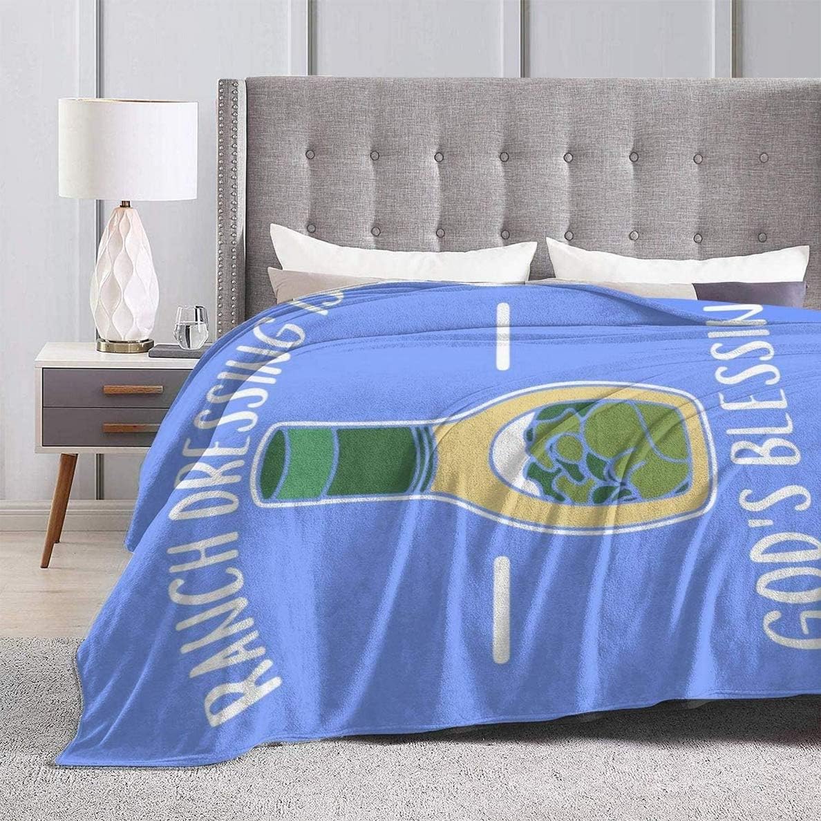 Fleece Blanket 50x60 Inch Ranch Dressing Salad Tasty Plush Throw Fuzzy Super Soft Reversible Microfiber Flannel Blankets