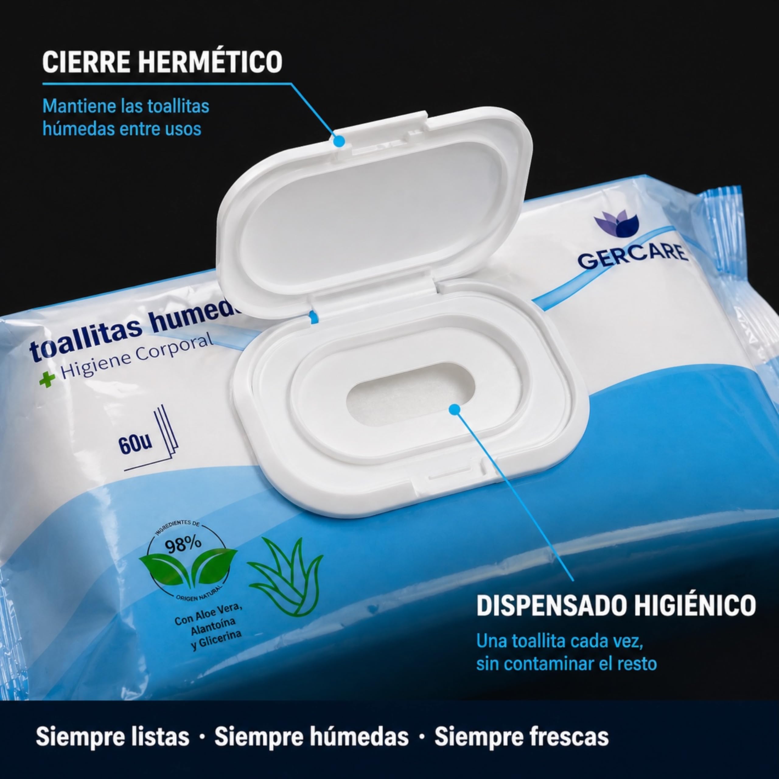 Toallitas Húmedas Adultos XXL con Aloe Vera 180 Unidades (3x60) | Toallitas Higiene Corporal para Personas Mayores, Dependientes y Encamados | Extra Grandes, Suaves, Resistentes y Dermatológicas