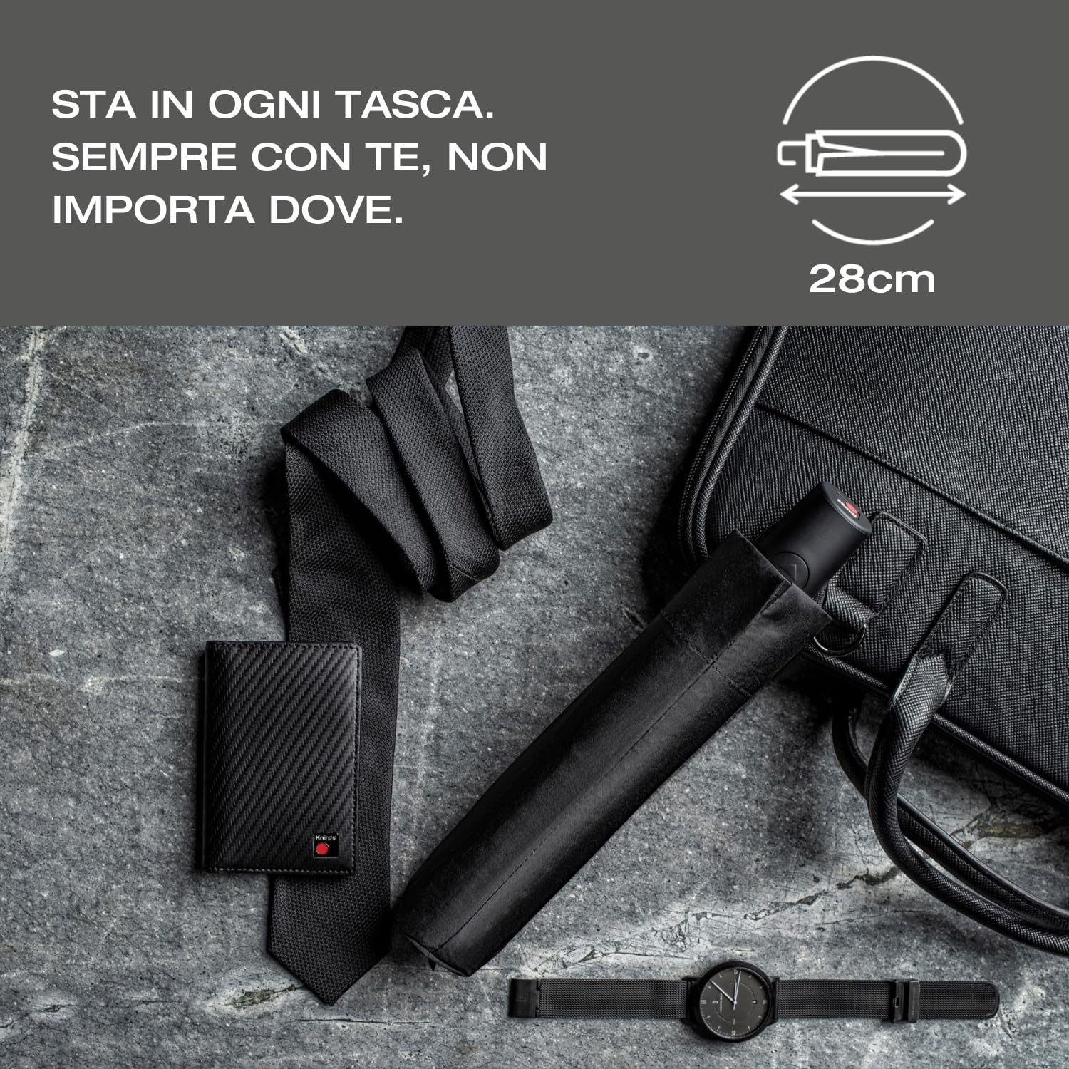 Knirps I.200 Medium Duomatic ombrello con borsa portaombrelli I ombrello tascabile piccolo con pulsante I ombrello automatico I ombrello tascabile leggero e resistente alla pioggia