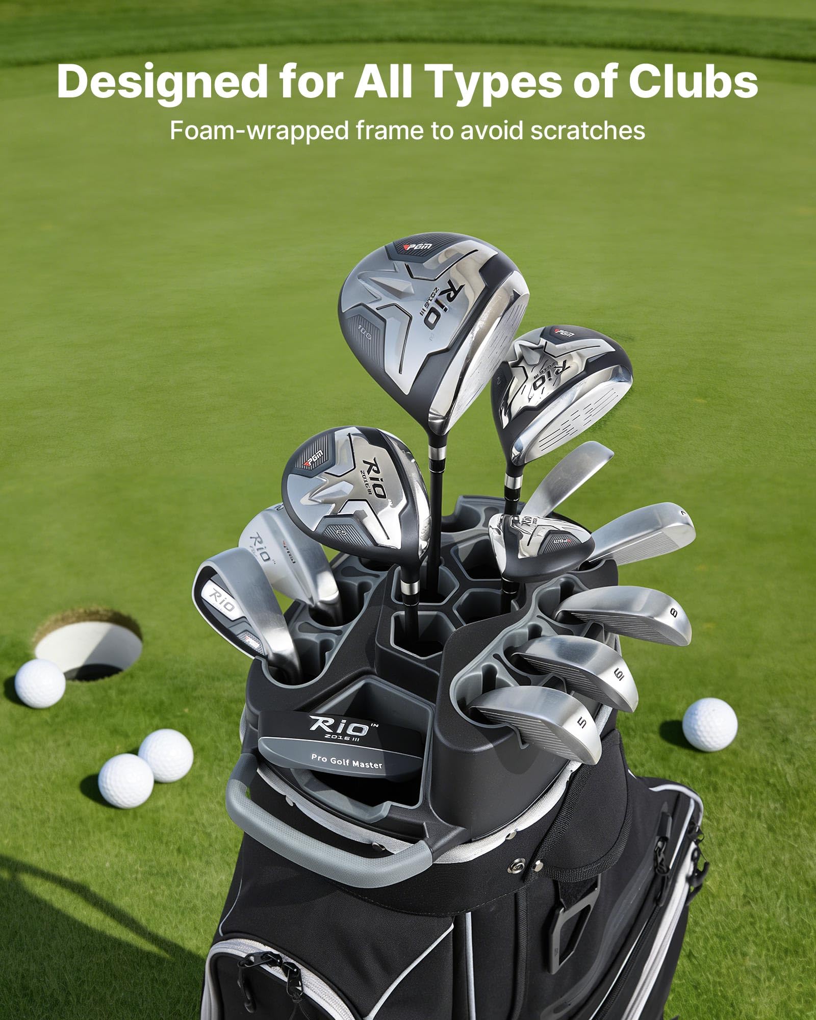 VEVOR Golftasche mit 14-fache Durchgehenden Schlägerfächern Tragegriffen Stautaschen Schultergurt Regenschutzhaube Leichtgängigen Reißverschlüssen Golfbag aus 900D Polyester Schwarz