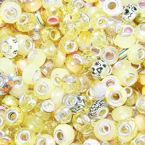 Vista 11 de Cuentas de agujero grande negro europeo para bolígrafos, 100 piezas surtidas de agujeros grandes de hadas, varita de jardín, cuentas espaciadoras