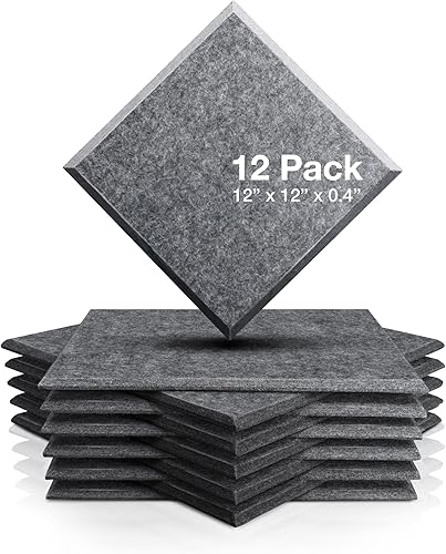 Fstop Labs Paneles de espuma acústica de 0.4 x 12 x 12 pulgadas, panel de absorción de sonido, azulejos de borde biselado, aislamiento de espuma