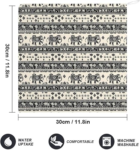 Miniatura 2 de Decorative Hand Towels for Bathroom - Retro Elephant Pattern Print Soft Absorbent Small Bath Hand Towels for Kitchen, Farmhouse, Spa, Hotel, Guest