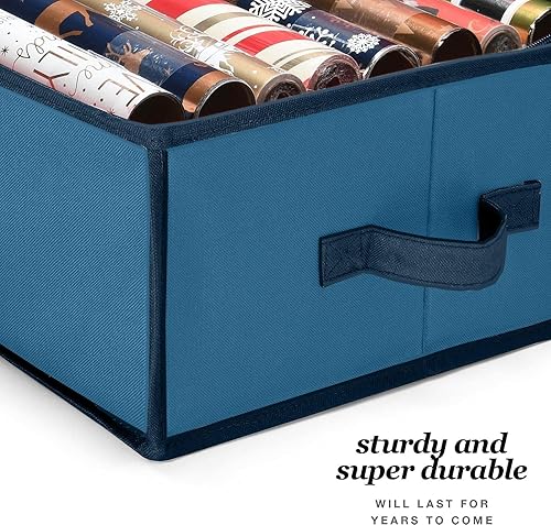 Miniatura 6 de HOMIOR Organizador de papel de regalo, bolsa de almacenamiento de papel de regalo de Navidad con bolsillos útiles para accesorios de Navidad, se