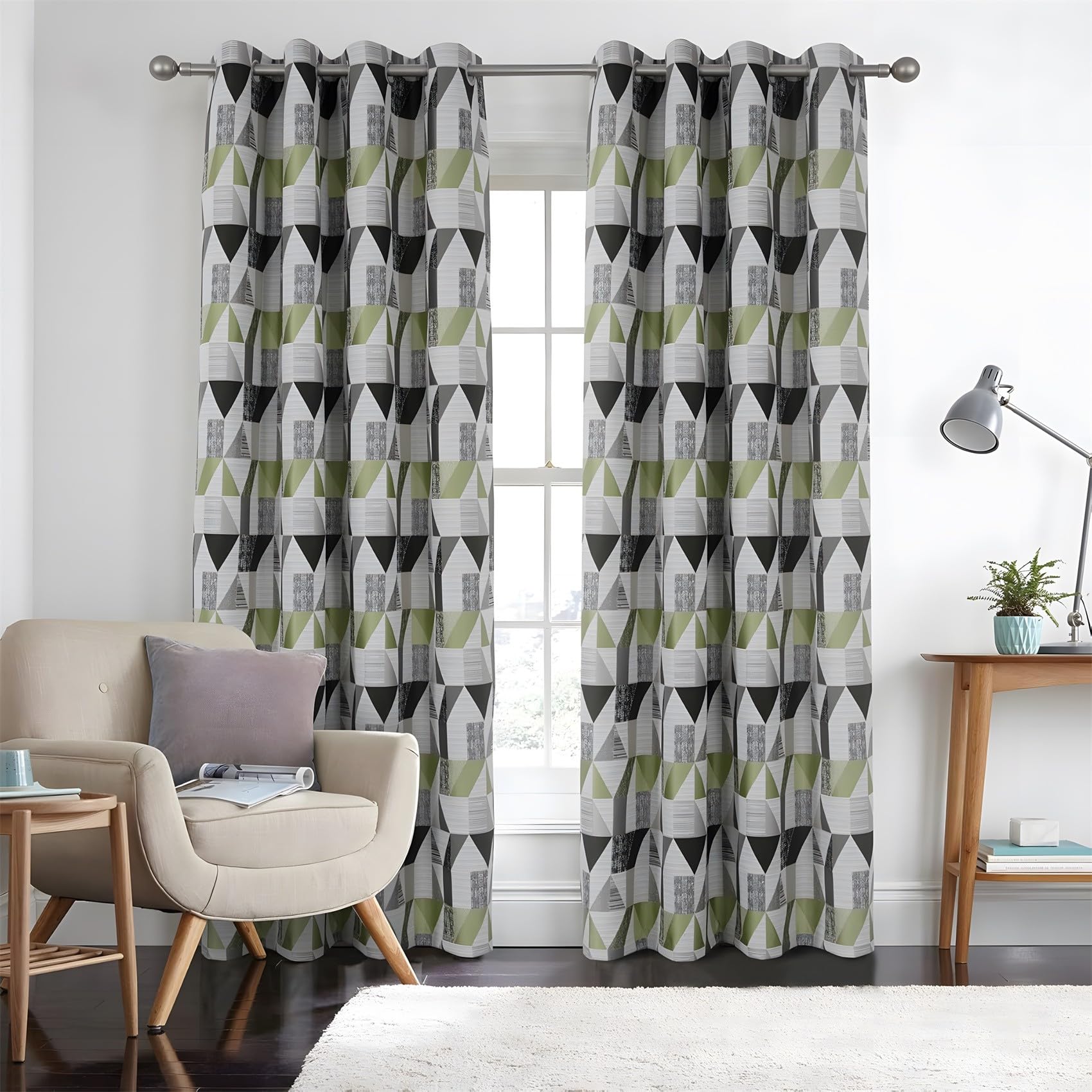 KaiHeBeding Abstract Geometric Blackout Curtains for Bedroom - Modern Style Living Room Curtains 46x54 Eyelet - Soft Thermal Insulated Patterned Drapes for Windows - 2 Panels