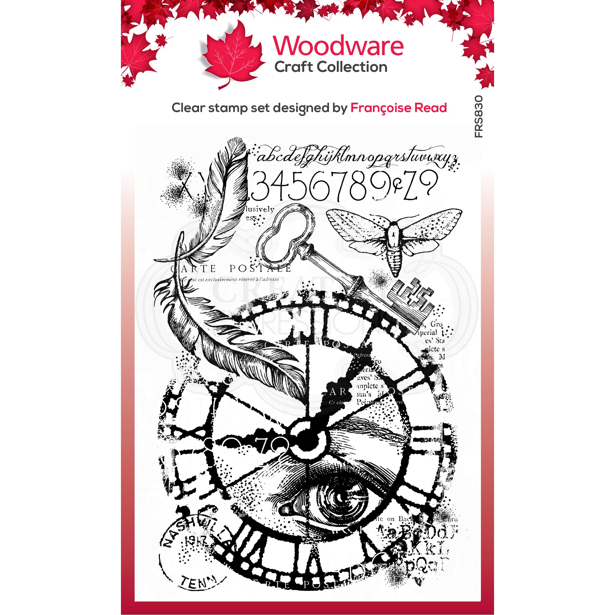 Woodware Francoise Collection-Clear Magic Stamp Set-Through Time, 10 x 15 cm Approx