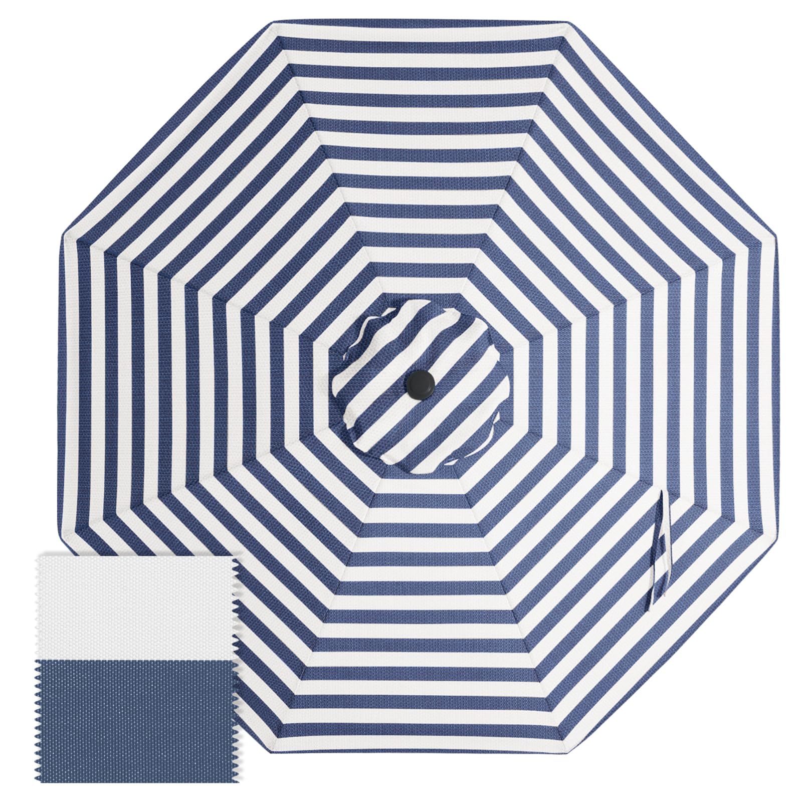 ABCCANOPY 9FT Patio Umbrella Replacement Canopy Only, 5 Year Non Fading Outdoor Market Umbrella Top Suit 8 Ribs Umbrella (Navy Stripe)-image-36