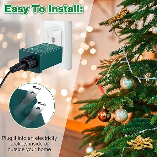 Miniatura 6 de Feekoon 1 paquete de adaptador inflable de repuesto para patio, fuente de alimentación de 12vdc 1.5a clase 2 para luces de árbol de Navidad,