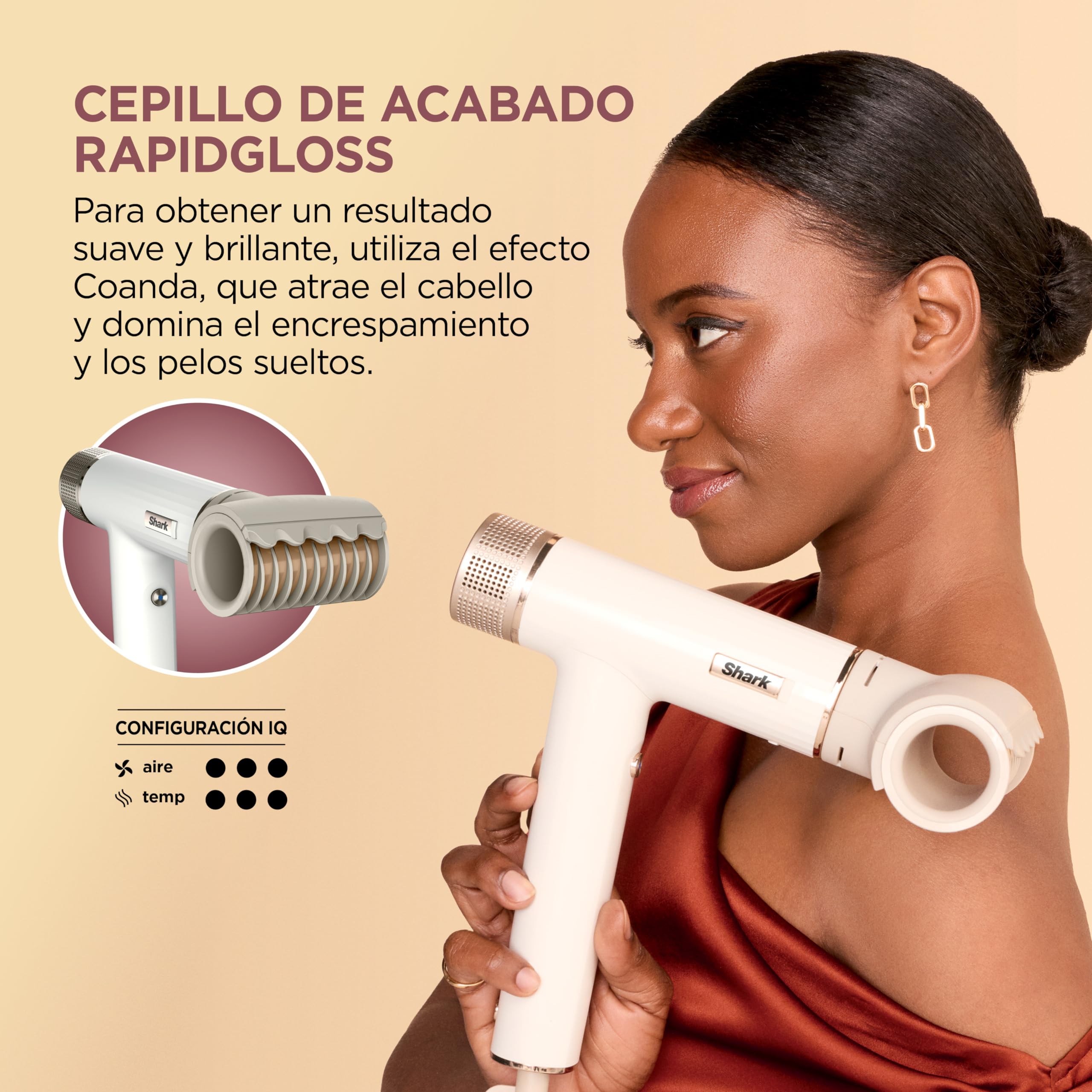 Shark SpeedStyle Secador de pelo y Rapid Gloss Finisher con bolsa de viaje, 5 moldeadores, para todo tipo de cabellos, secado rápido, sin dañar el cabello, ajustes automáticos, en blanco seda, HD352EU