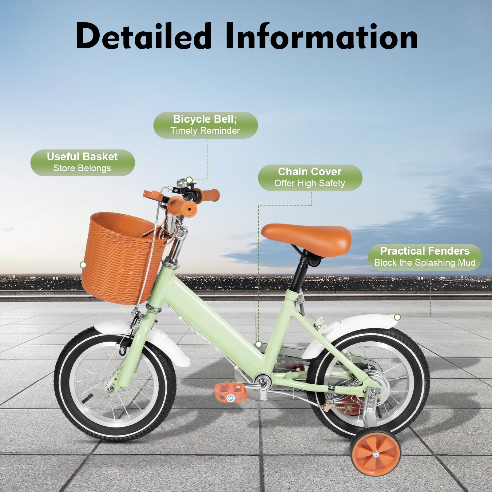 Vélo pour enfant de 30,5 cm - Pour garçons et filles de 2 à 5 ans - Siège réglable en hauteur - Guidon - Roues stabilisatrices - Panier d'entraînement sûr pour enfants