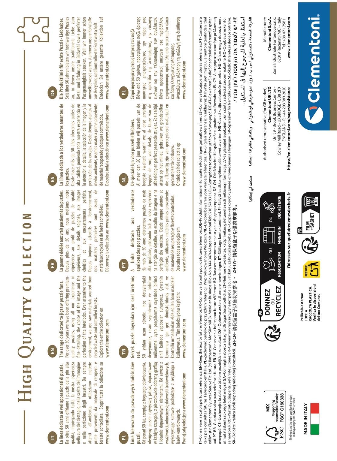 Puzzle 1000 Pezzi Ragazza Con Orecchino Di Perla Clementoni - Museum Collection Made In Italy