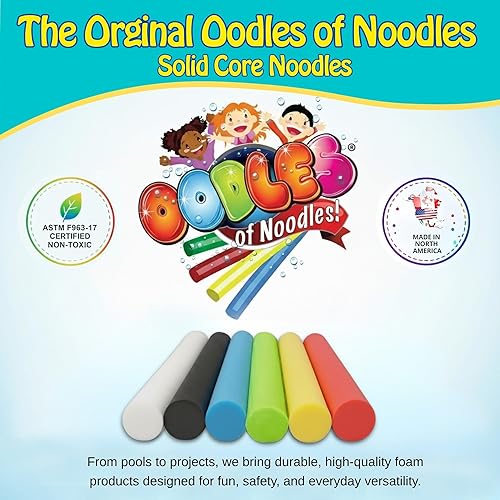 Miniatura 7 de Oodles of Noodles Fideos sólidos de espuma de lujo para piscina, paquete de 10 unidades de 55 pulgadas de longitud