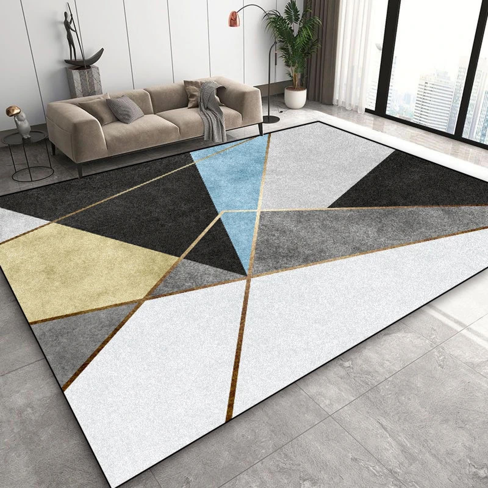 Tapis géométrique pour chambre et salon sous la table basse moderne