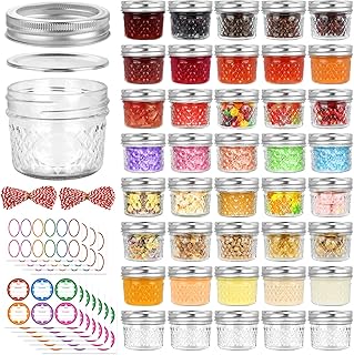 40 Pack 4 oz Mason Jars with Regular Lids and Bands, Small Canning Jars,...