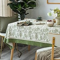 Vista 8 de Rustic Tablecloth Solid Cotton Fabric Bordered Retro Tablecloths Classic Plant Leaf Printed Linen Fabric Table Cover Farmhouse Decoration 52x70