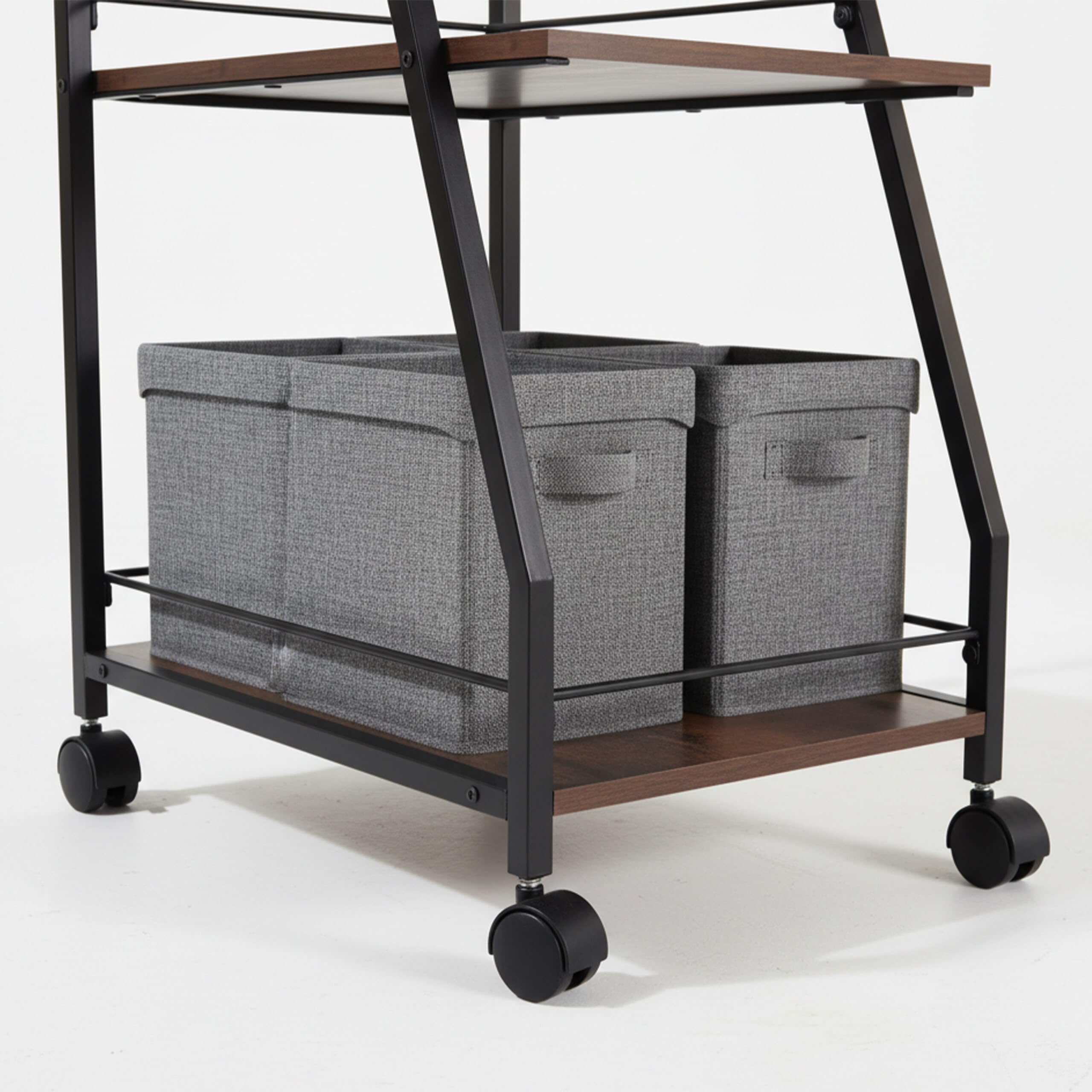 Relaxdays Carrello da Cucina 3 Ripiani, portabicchieri, Stile Industriale, su Ruote, HBT 83x39x29