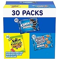 Vista 1 de Nabisco Paquete variado de galletas y dulces, dulces SOUR PATCH Kids, mini galletas OREO y mini chips AHOY!, 30 paquetes de aperitivos