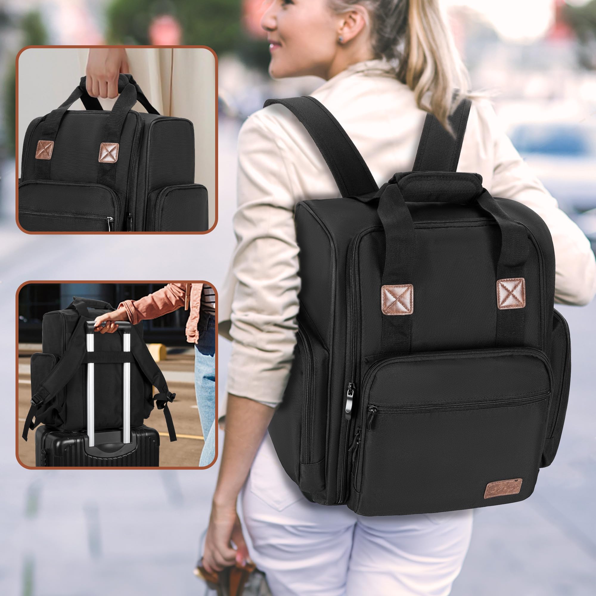 BAFASO Mochila Organizadora de Esmaltes de Uñas Sostiene 105 Botellas,Negro | Bolsa para Esmalte de Uñas con 3 Bolsas Extraíbles, Sostiene Lámpara de Uñas, (Solo Bolsa)